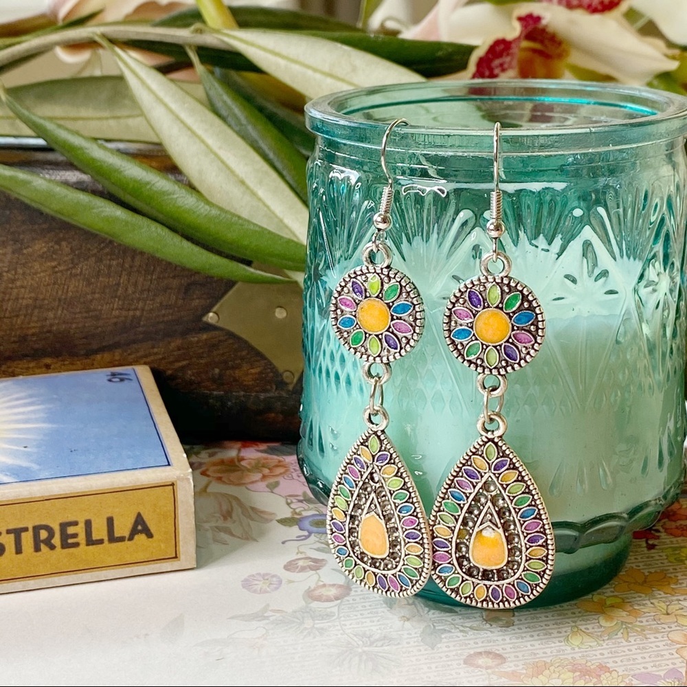 3/$15 Bohemian Mandala Dangle Earrings - Multi